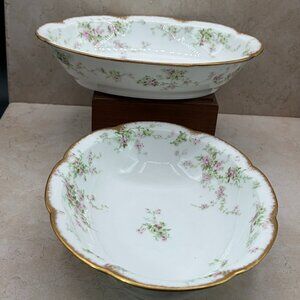 Set Of 2 Antique Limoges Theodore Haviland Oval Serving Bowls For J. Wanamaker